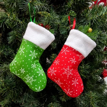 1/12pcs Коледни чорапи снежинка печат Коледа чорап коледно дърво висулка парти висящи декорации за дома Коледа подаръци