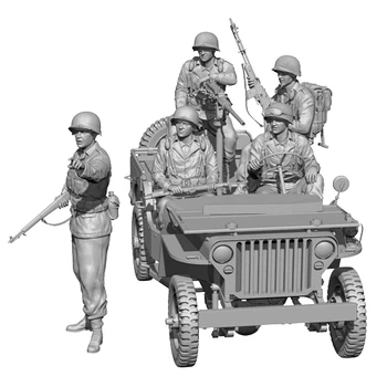 1/35 Смола Модел Фигура GK ,5 фигури, Без джипове или картечници, Несглобен и небоядисан комплект