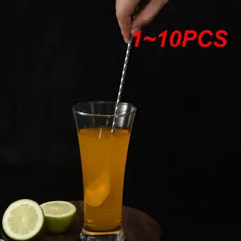  1 ~ 10PCS неръждаема стомана смесване лъжица дълга дръжка разбъркване лъжица напитка бъркалки коктейлни лъжици спирала модел бар коктейл