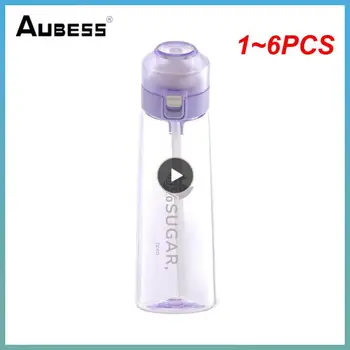  1 ~ 6PCS преносим въздух ароматизирани бутилка вода аромат нагоре вода чаша със слама флип капак спортна бутилка вода подходящ за открит спорт