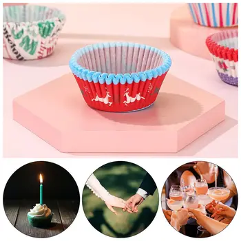 100Pcs DIY парти консумативи Линейна сватбена чаша за печене Калъфи за мъфини Опаковки за кексчета Хартиени чаши за торти