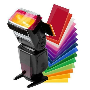 12 цвята/комплект Flash Speedlite цветни филтри Карти за фотоапарат Canon / Nikon Фотографски гелове Филтър Светкавица Speedlight