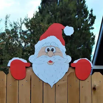 1SET Коледна ограда декорация Дядо Коледа снежен човек северни елени пингвин Peeker двор орнаменти Вътрешен открит DIY фестивал подарък
