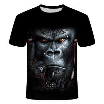 2023 Супер общество Хип-хоп горила 3D отпечатана мъжка тениска O врата къс ръкав извънгабаритни хлабав улица дишаща Топ 6XL