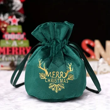 2pcs, уютна коледна чанта за подаръци със затваряне на шнур - идеална за бонбони, ябълки и още!