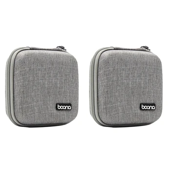 2X BOONA Преносима чанта за съхранение на пътувания Многофункционална чанта за въздух / Pro Power Bank кабел за данни Зарядно устройство за слушалки сиво