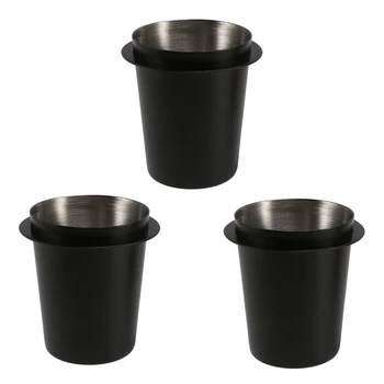3X неръждаема стомана дозиране чаша кафе смъркане чаша прах хранилка за 58 мм еспресо Portafilter кафе тампер, черен