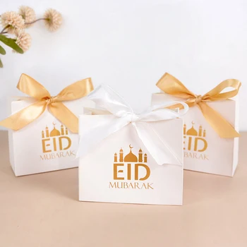 5/10pcs Ейд Мубарак подаръчни торбички Хартиена торбичка за бонбони Рамадан Карим Декор 2023 Ислямска мюсюлманска партия Доставки Ейд Ал-Фитр Подарък