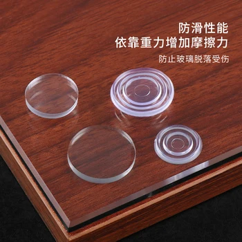  50pcs / партида 24mm x 3mm гумена кръгла форма стъклена маса неплъзгаща се подложка за меко захващане Clear BBB0034
