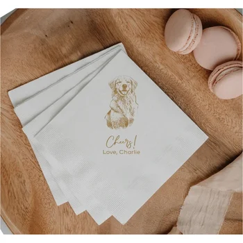 50pcs персонализирани коктейлни салфетки за домашни любимци, сватбени салфетки за кучета, персонализирани коктейлни салфетки за котки, персонализирани сватбени салфетки за домашни любимци