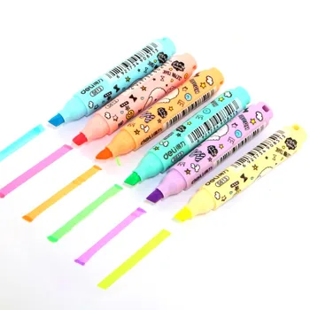 6pcs/Lot 6 цвята Kawaii сладък текстови разделители цветни невидими лайнер маркери Copic Art маркер маркери писалка