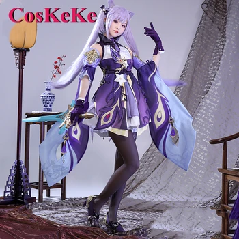 CosKeKe Keqing косплей аниме игра Genshin въздействие костюм сладък разкошен униформа рокля жени Хелоуин парти ролева игра облекло
