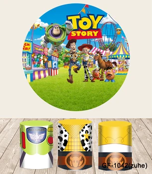 Disney Cartoon Toy Story Тема Кръгъл кръг декори за момчета рожден ден парти бебе душ декорация цилиндър фонове подпори