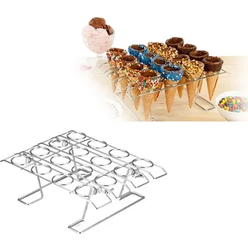 DIY Сгъваем сладолед конус Net Holder Display Rack Пече торта Cupcake Охлаждане Tray Stand Рожден ден Банкет Десерт Rack