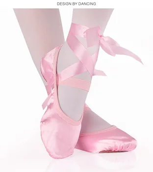 Drop-shipping Детски и възрастни балетни обувки за танци дамски професионални балетни танцови обувки с панделки обувки жена