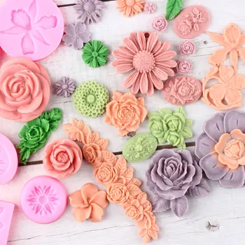 Flower силиконов мухъл Sugarcraft фондан торта декориране инструменти DIY форми за печене бонбони глина мухъл Шоколадова гъмпейст форми