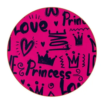 Girls Pink Crown Princess Non Slip Round Cup Mat Pad for Furniture Protection, 1 Piece Ceramic Coasters for Drinks, Home Office