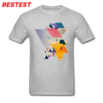 High Street тениска Мъжка мода Геометричен дизайн T Shirts 2018 Нови сиви върхове къс ръкав Tees O врата памук streetwear евтини