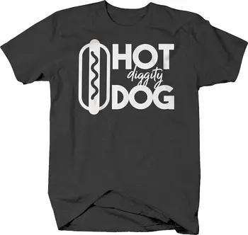 Hot diggity куче хотдог кок кетчуп горчица печене дървени въглища тениска за мъже дълги ръкави