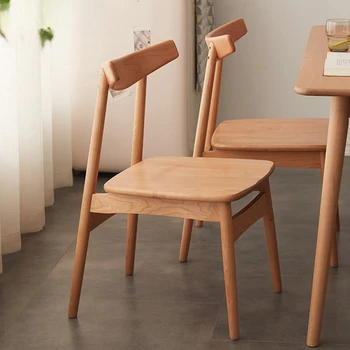 Instagram корейски стил един човек масивно дърво стол за хранене, черешово дърво облегалка стол, малък апартамент ресторант, проучване