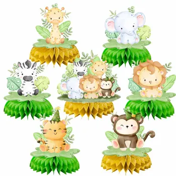 Jungle Party Animal Dinosaur Honeycomb Tabletop Decor Baby Shower Favors Table Decoration Boy Girl Birthday Table Decorations