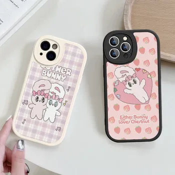 Korea E-Esthers Bunny калъф за телефон твърда кожа за iPhone 14 13 12 Mini 11 14 Pro Max Xs X Xr 7 8 Plus Fundas