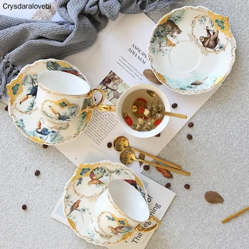 Nordic jungle animal cup drinking set light luxury fashion coffee cup saucer ceramic cup modern simple home afternoon tea cup