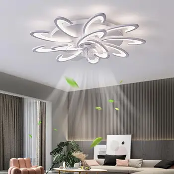 Nordic LED вентилатор таванна лампа Модерни интелигентни вентилатори за дистанционно управление светлина за спалня бар декор творчески бели фенове светлина