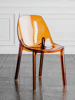 Nordic прост прозрачен домашен акрилен стол за хранене net celebrity makeup chair restaurant can stack the backrest