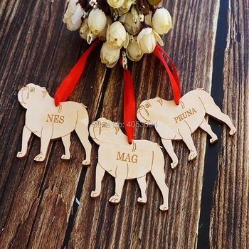 Pit Bull Terrier Silhouette Wood Ornament, Коледен подарък, Празничен подарък, Персонализиран гравиран, Украшение за домашни любимци за кучета
