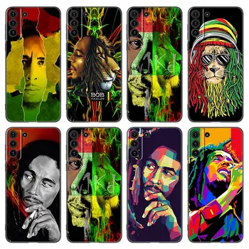 Reggae Bob Marley Калъф за телефон за Samsung Galaxy S22 S21 S20 Ultra FE S10E S10 Lite S9 S8 Plus S7 Edge Soft TPU черен капак