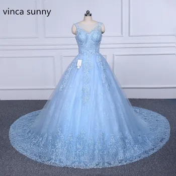 Vinca sunny 2021 Роба De Mariage плюс размер дантела сватбени рокли Синя топка рокля сватбена рокля булчинска рокля