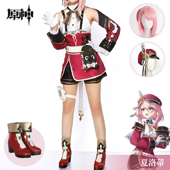 Аниме игра Genshin въздействие Шарлот косплей костюм перука комплект униформа облекло дрехи Хелоуин парти жени костюм