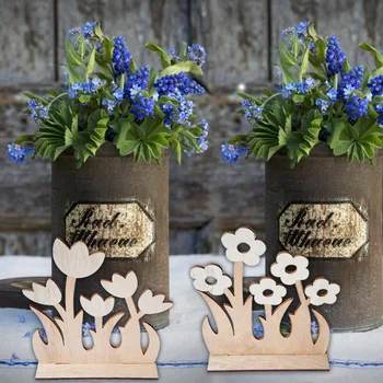 Великденски цветя дървена стойка дърво цвете занаяти Честит Великден украса за дома DIY Великден парти декор