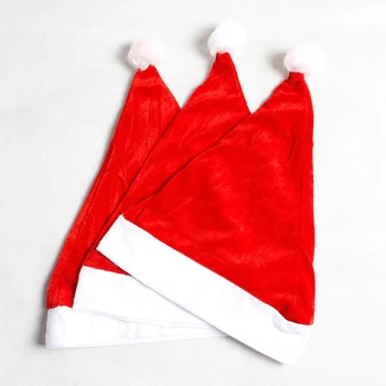 Висококачествена коледна коледна мека шапка Дядо Коледа червена къса плюшена ноел шапка весела Коледа декор подарък