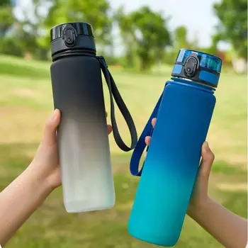 Голям капацитет водна чаша мода течове доказателство за многократна употреба спортна бутилка вода градиент цвят пластмаса фитнес