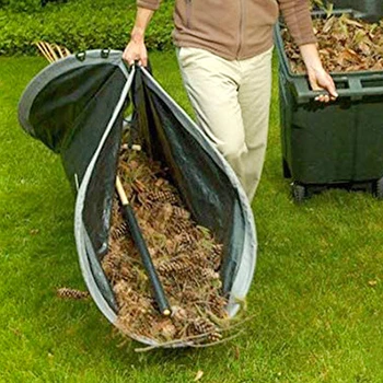 Голям капацитет тежкотоварни градински отпадъци чанта зелен сгъваем dustpan листа за съхранение градина кръг листа колектор боклук изхвърляне чанта