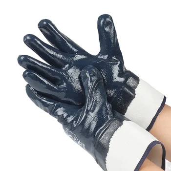 Гумени импрегнирани износоустойчиви маслоустойчиви водоустойчиви неплъзгащи работни ръкавици Пълни ръчни нитрилни гумени защитни ръкавици