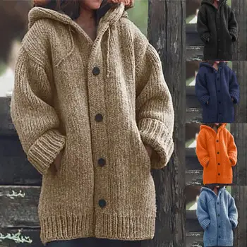 жилетка яке пуловер средна дължина палто топ джобове популярни плътен цвят дълъг ръкав пуловер