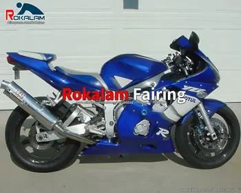 За Yamaha R6 1998 1999 2000 2001 2002 YZFR6 98 99 00 01 02 Синьо бял мотоциклет ABS Aftermarket обтекател комплект (леене под налягане)