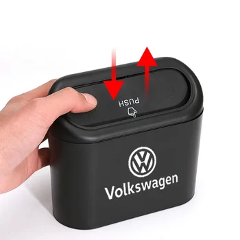 За логото на Volkswagen Интериор на автомобил Мини малки кошчета за отпадъци Начало Маса Пластмасова кофа за боклук Офис консумативи Кошчета за смет Кутия за