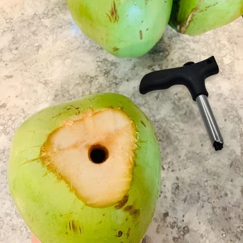 Инструмент за отварачка за кокосови стърготини от неръждаема стомана, Производител на сламени дупки Безопасен и лесен за отваряне кокосов инструмент