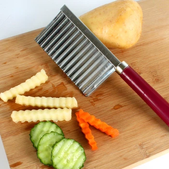 картофен вълнообразен нож Кухненска притурка от неръждаема стомана Инструмент за рязане на зеленчукови плодове Кухненски аксесоари Машина за пържени картофи