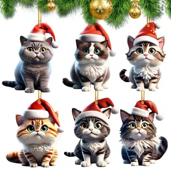 Коледа Акрилни висулки multipurpse карикатура котка дърво висящи орнамент дома коледно парти декоративни Подаръчни аксесоари