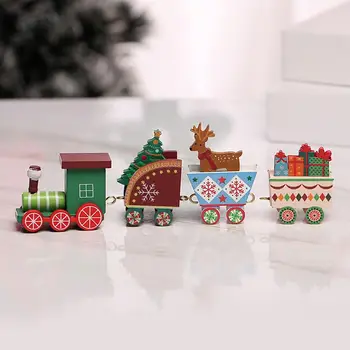 Коледа дървени влак орнаменти Коледа влак украса Дядо Коледа Весела Коледа декор Коледа влак декор бебе влак играчки