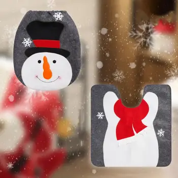 Коледа тоалетна покритие празнична снежен човек безличен старец тоалетна капак комплект нехлъзгаща се мат декорация за коледна баня Дядо Коледа