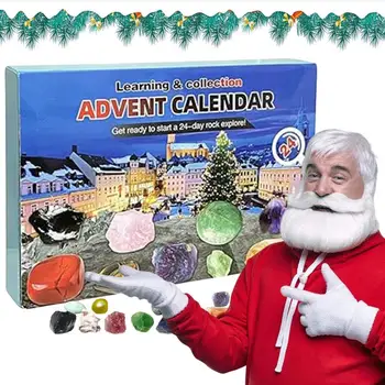 Коледен адвентен календар Колекция от скъпоценни камъни Обратно броене до коледни скали Минерали Вкаменелости Адвентен календар Подаръци за играчки