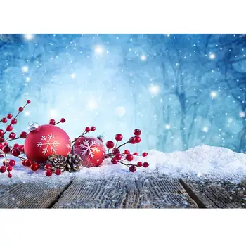 Коледна топка блясък боке сняг дърво фотографски фонове винилови фонове Фото студио за деца Бебешка фотосесия