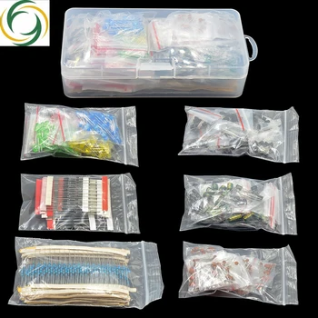 Комплекти електронни компоненти Метален филм Резистор асортимент комплект led диоди електролитни кондензатор керамичен комплект транзистор Pack diy