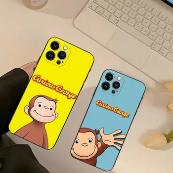 Любопитен калъф за телефон George Monkey за Iphone 14 Pro 13 11 12 Mini Max Xr X Xs 7 8 Plus 6 капак